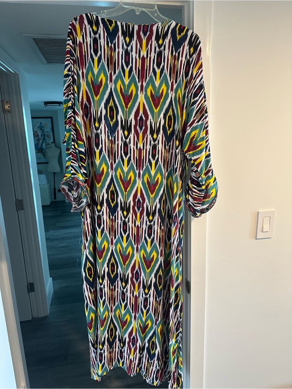 Multicolor Ikat V-Neck Women’s Maxi Dress Size L/XL - Picture 4 of 4